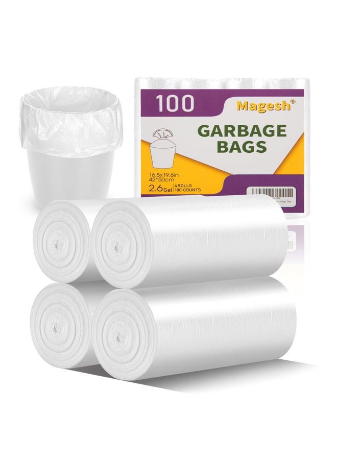 Magesh 2.6 Gallon Small Trash Bags, 2.6 Gallon Trash Bag Strong, Leakage-Free, Small Garbage Bags 2.6 Gallon Unscented Thick for Bathroom, Office, Kitchen Small Trash Can, 100 Bags, Clear - Image 1