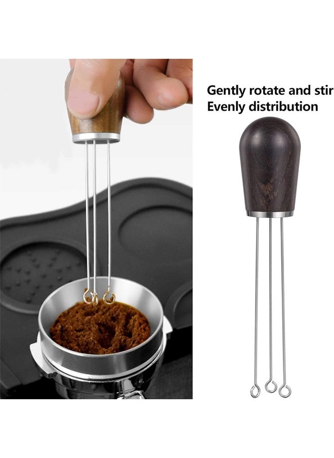 KUYING - Professional Espresso Barista Coffee Tamper Distributor With Wood Handle Dark Brown - Image 1