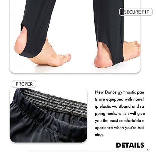 NEW DANCE Mens and Boys Gymnastics Pants Leotard Youth Ballet Tights Stirrup Pants for Dance Yoga Practice Athletic Black - Image 5