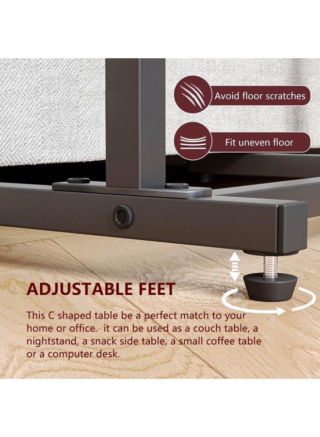 IRCPEN C Shaped End Table, Side Table for Sofa, Small TV Tray, Couch Table with Storage Bag for Small Space, Living Room, Bedroom, Home Office(Rustic Brown) - Image 4