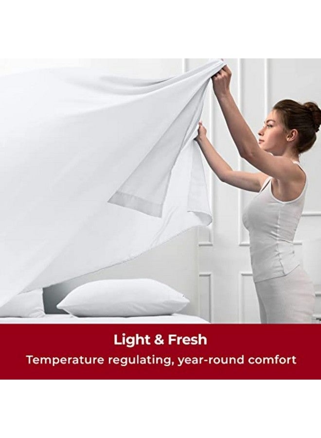SEM B GRA - Flat BedSheet with 2 Pillow Covers 600 TC 100% Egyptian Cotton Bedsheet Comfortable & Durable Hotel Quality Sheet (Queen_90x102, White) - Image 4