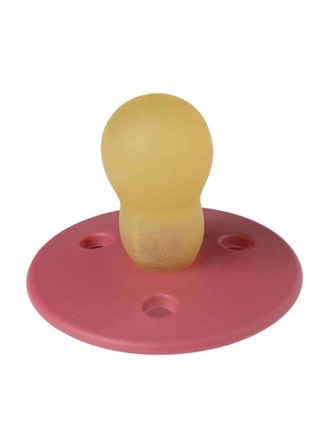 Mininor Round Pacifier Latex 6M - Rhubarb - Image 1