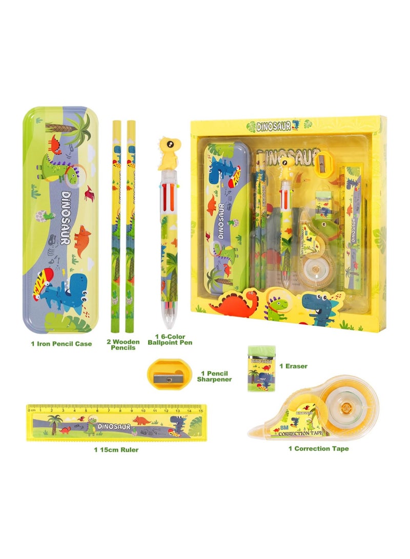 general 7 Piece School Office Supplies Set, Desktop Accessories, Children's Stationery Set with Pencil Roller, Ruler and 6 Colour Ballpoint Pen, Student Gifts - Image 2