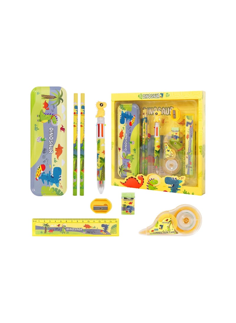 general 7 Piece School Office Supplies Set, Desktop Accessories, Children's Stationery Set with Pencil Roller, Ruler and 6 Colour Ballpoint Pen, Student Gifts - Image 1