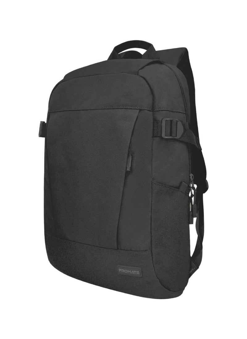 PROMATE - Promate Travel Laptop Backpack, Durable Lightweight 15.6-inch with Quick Access Side Pockets, Spacious Large Compartments, for Laptop, Tablets, Birger.Black - Image 1