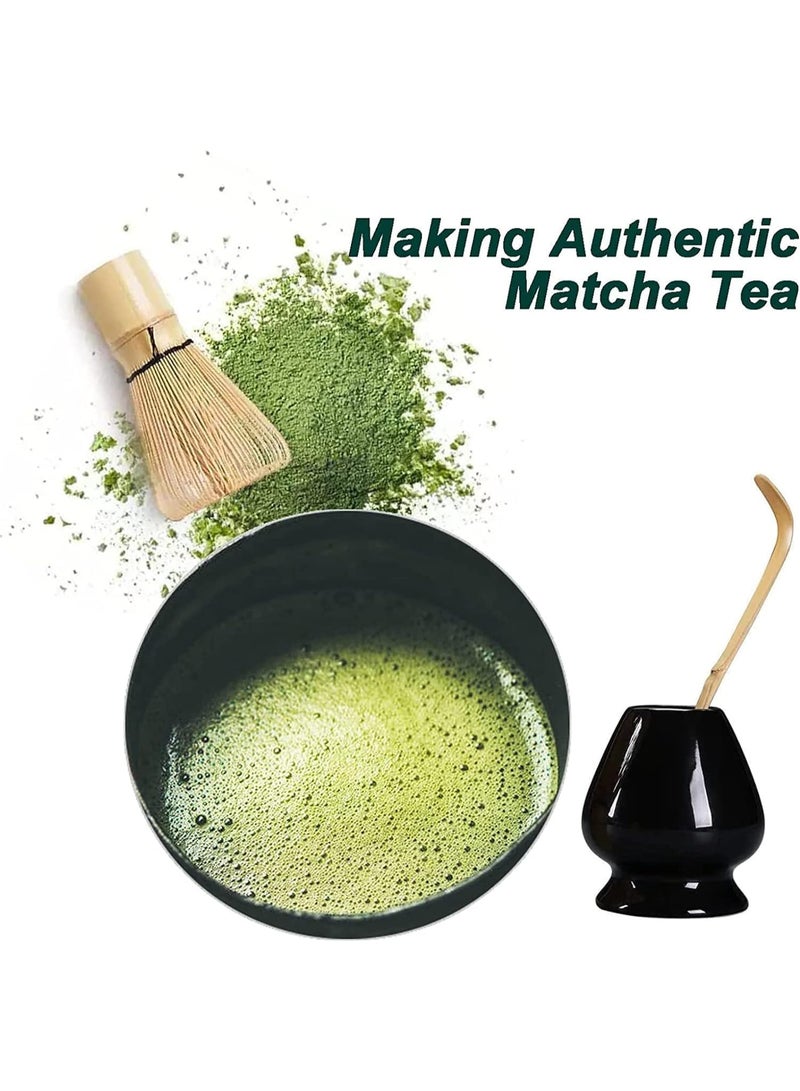 Matcha Whisk Set - 4pcs Japanese Tea Set With Traditional Scoop, Bowl, Ceramic Holder for Tea Ceremony (Black) - Image 5