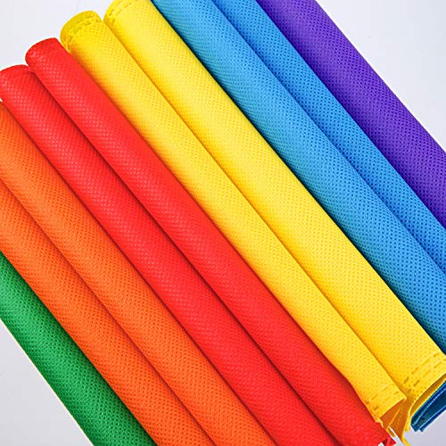 Aodaer 48 PiecesRainbow Non-woven Party Favor Bags 7.8×7.8 Inch Rainbow Tote Bags Bulk Grocery Goodie Gift Bags with Handles for Birthday Party Favors, Candies, Toys, Snacks - Image 5