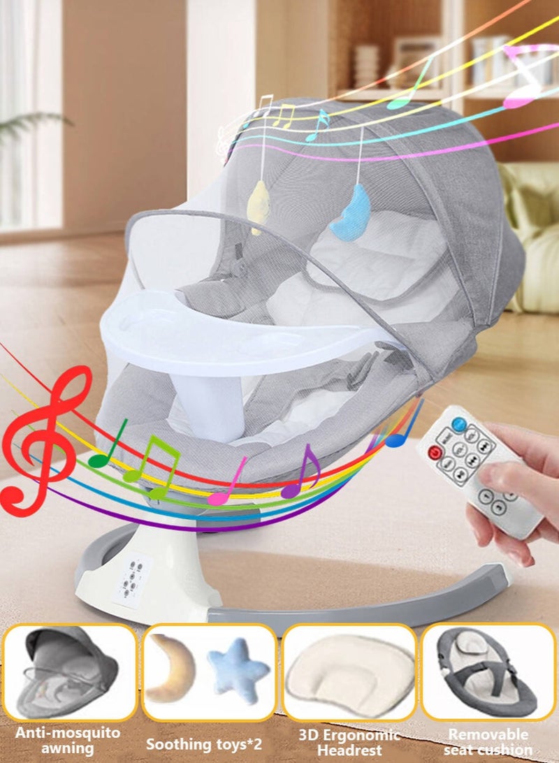Electric baby rocking chair with remote control, multifunctional cradle with music, mosquito net and hanging toys for entertainment baby electric swing - Image 1