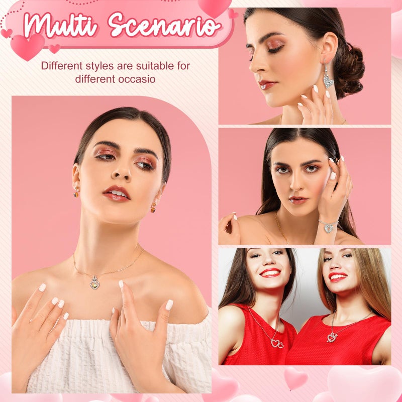 Kenning 48 Pcs 12-31mm Valentine Heart Rhinestone Charms Bulk Alloy Sweet Heart Charms Crystal Dangle Pendants for DIY Bracelet Necklace Earring Jewelry Making Supplies(Silver,Romantic) - Image 5