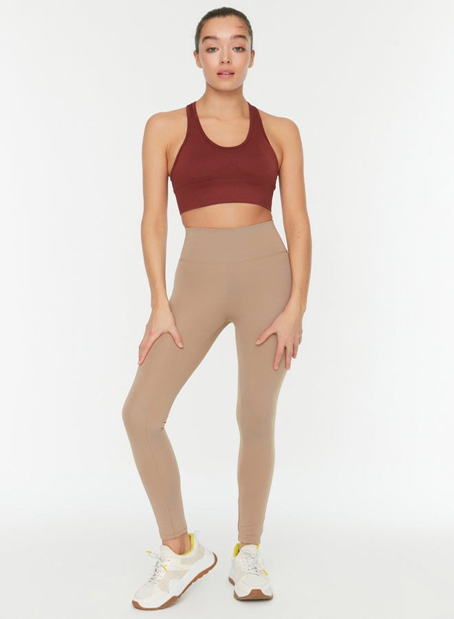 trendyol Camel Wide Waist Elastic Extra Shaping Full Length Knitted Sports Leggings - Image 3