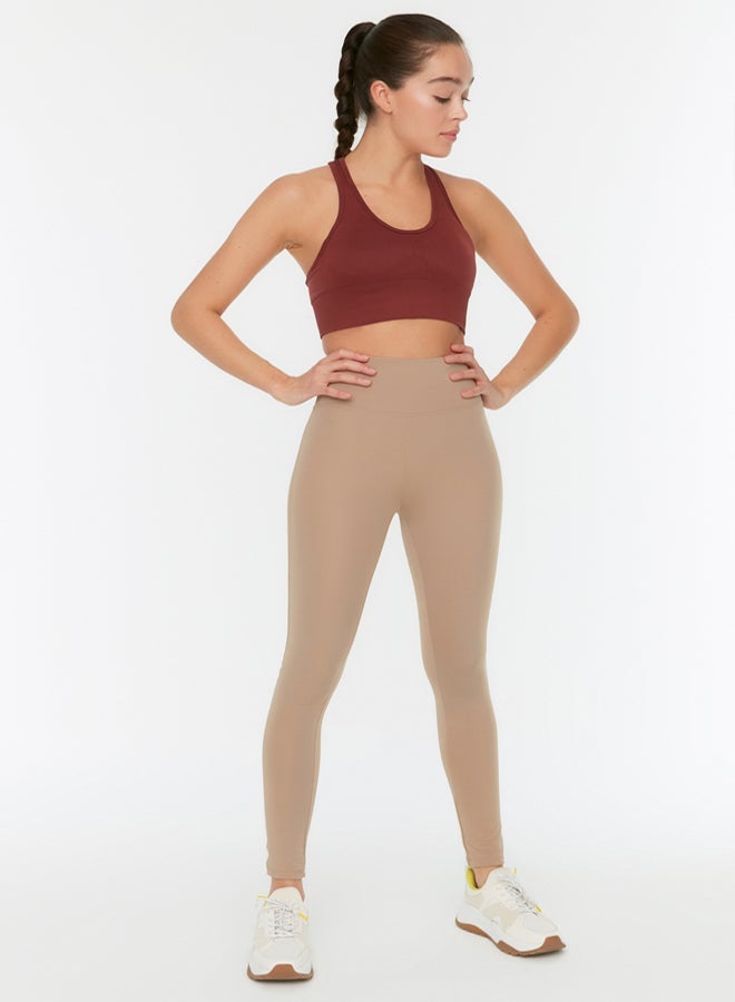trendyol Camel Wide Waist Elastic Extra Shaping Full Length Knitted Sports Leggings - Image 1