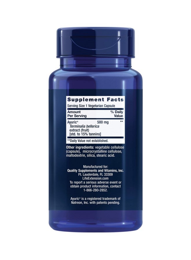 Life Extension مكمل مستخلص فاكهة تيرميناليا بيليريكا للتحكم في حمض اليوريك - يدعم مستوى حمض اليوريك الصحي - خالي من الكائنات المعدلة وراثيًا - خالي من الغلوتين - 60 كبسولة نباتية - Image 3