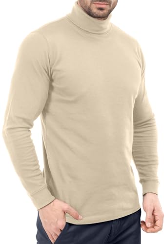 Utopia Wear Turtleneck Men Slim Fit UPF 50+ Lightweight Pullover Sweater Long Sleeves Top, Medium, Beige - Image 3