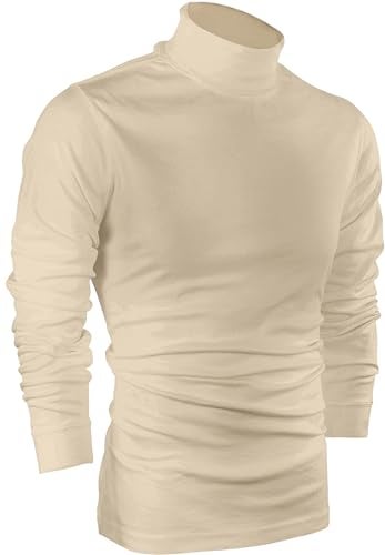 Utopia Wear Turtleneck Men Slim Fit UPF 50+ Lightweight Pullover Sweater Long Sleeves Top, Medium, Beige - Image 1