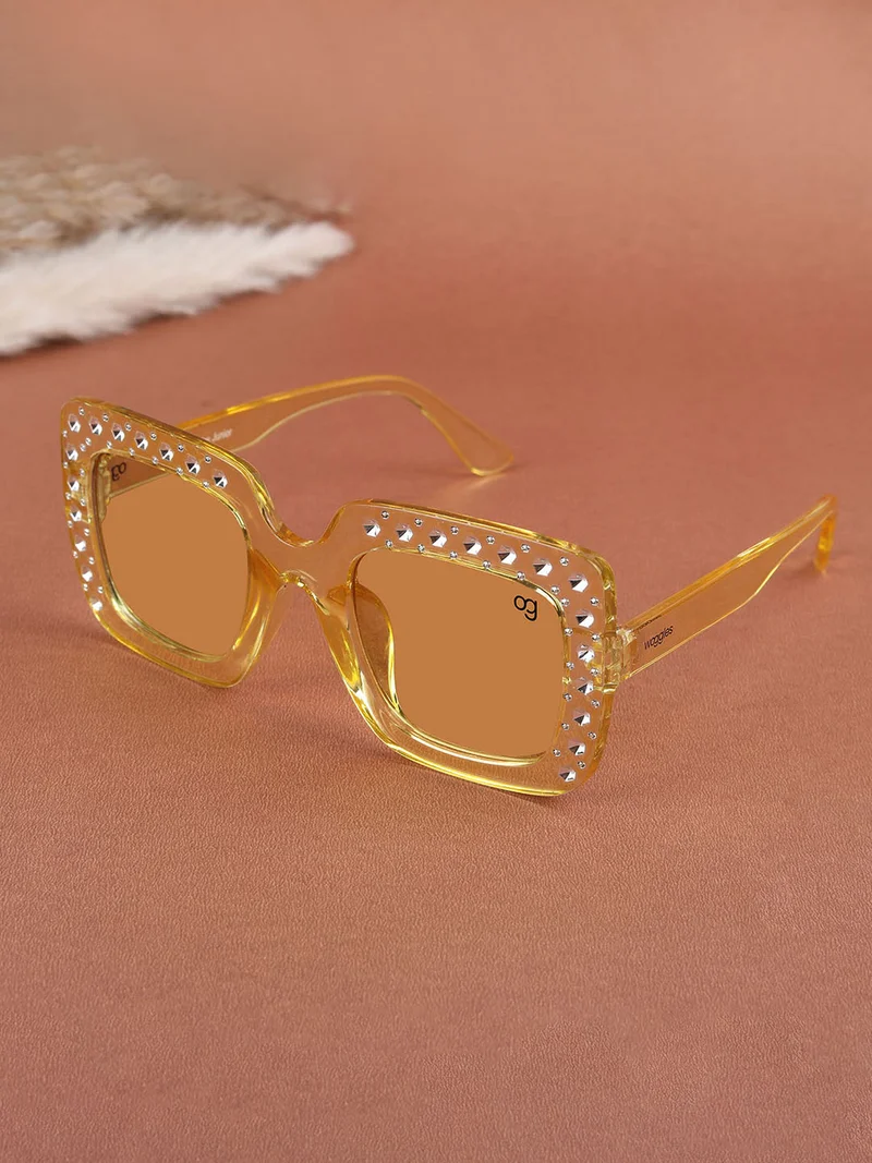 Woggles Stylish Yellow Kids Square Sunglases