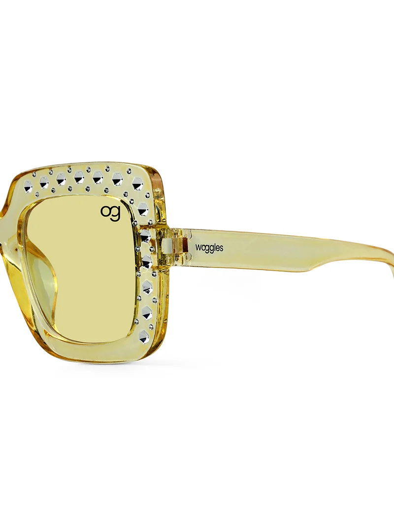 Woggles Stylish Yellow Kids Square Sunglases