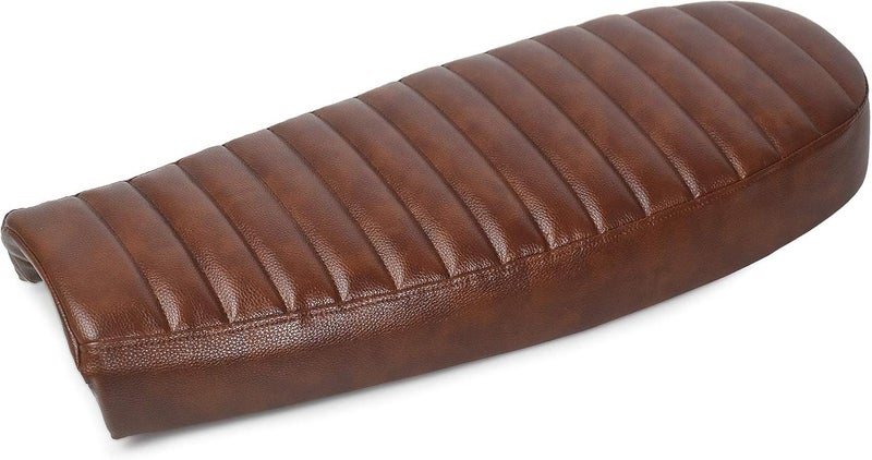 DKMOTORK 0165 Motorcycle Brat Cafe Racer Flat Vintage Saddle Seat - Brown - Image 1