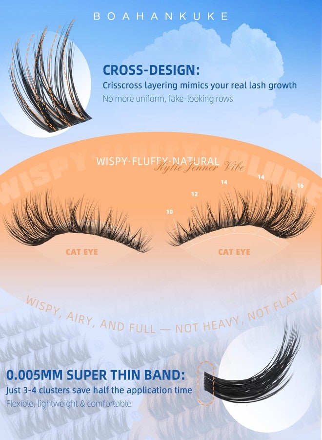 Boahankuke Natural Lash Clusters Wispy Cluster Eyelash Extensions 10-16MM CD Curl Eyelash Clusters 3D Fluffy Individual Lashes Salon Style DIY Cluster Lashes with 0.005mm Thin&Soft Band - Image 4