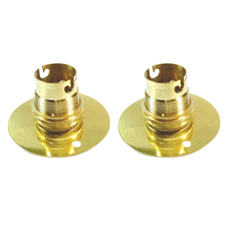 OML B22 Brass Ceiling & Wall Bulb Holder, Ideal for Vintage Lighting Fixtures (Pack of 2). Suitable for B22 Bulbs (pin Type). Pls see the product images before ordering to know the suitability - Image 1