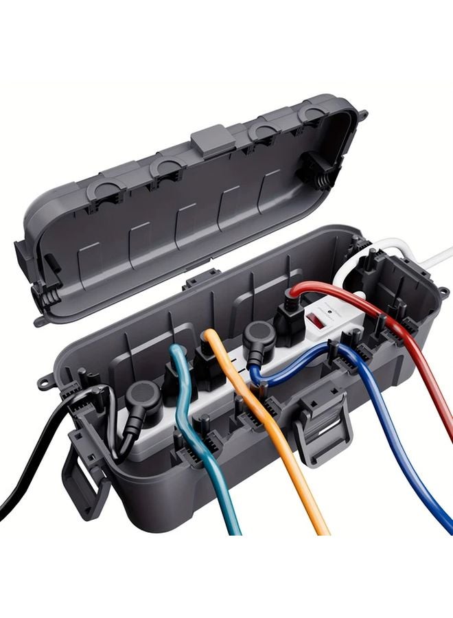 Gray Outdoor Junction Box with Removable Cover Extension Cord Safety Power Strip Timer Socket for Christmas Decorations - Image 1