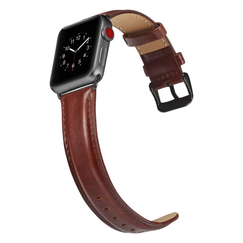 سوار ساعة جلدي أسود بإبزيم لساعة Apple Watch Series 10 42 مم / 9&8&7 41 مم / Se 3&Se 2&6&Se&5&4 40 مم / 3&2&1 38 مم (بني غامق) - Image 3