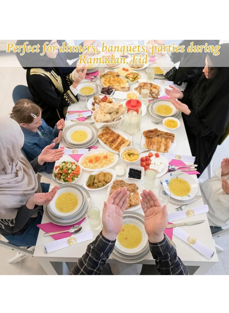 Y&D Napkin Rings, Gold Hollow Moon and Star Metal Holder Ramadan Buckles Muslim Table Decoration for Eid Party Islamic Holiday Wedding Banquet 12Pcs - Image 4