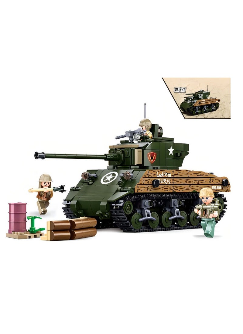 Sluban - Sluban - Army WW2 M4A3 Sherman Battle Tank 715 Pieces - M38-B1110 - Image 1