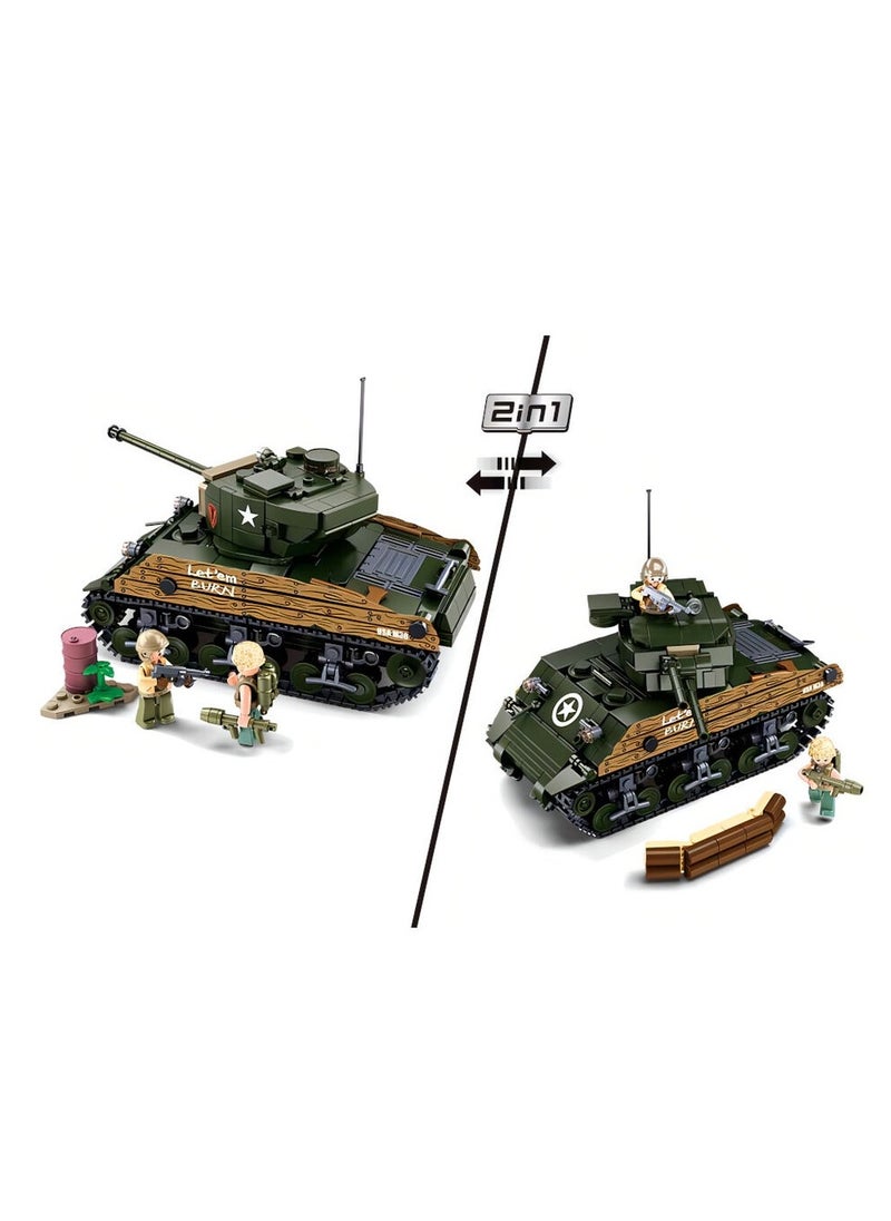 Sluban - Sluban - Army WW2 M4A3 Sherman Battle Tank 715 Pieces - M38-B1110 - Image 1