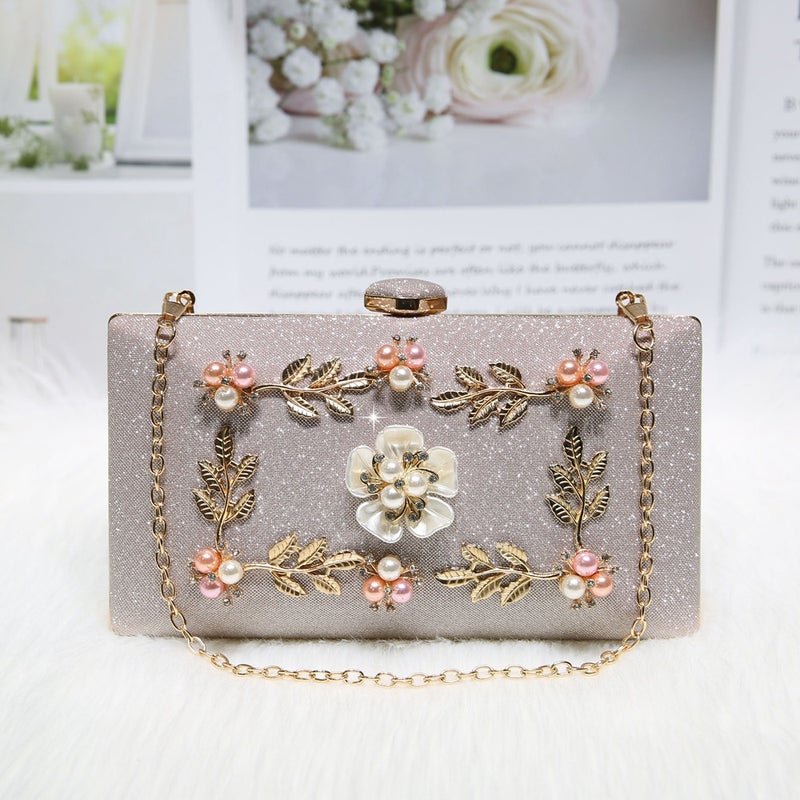 New Fine Shiny Imitation Pearl Shell Bag Square Clutch Fashion Chain Bag Clutch Bag Famous Yuan Bag - Image 3