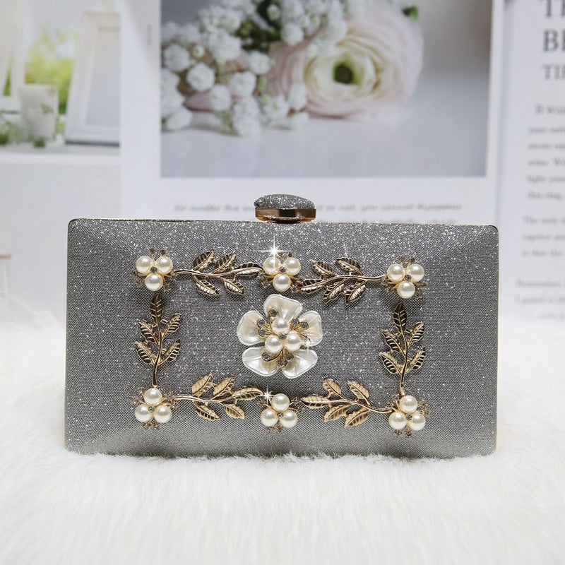 New Fine Shiny Imitation Pearl Shell Bag Square Clutch Fashion Chain Bag Clutch Bag Famous Yuan Bag - Image 5
