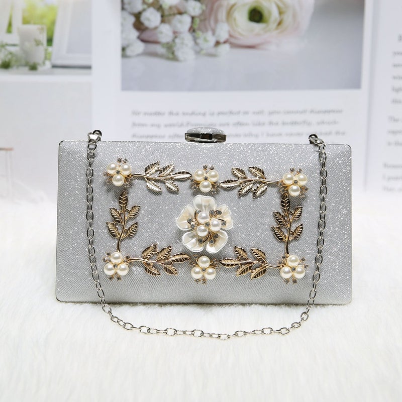 New Fine Shiny Imitation Pearl Shell Bag Square Clutch Fashion Chain Bag Clutch Bag Famous Yuan Bag - Image 4