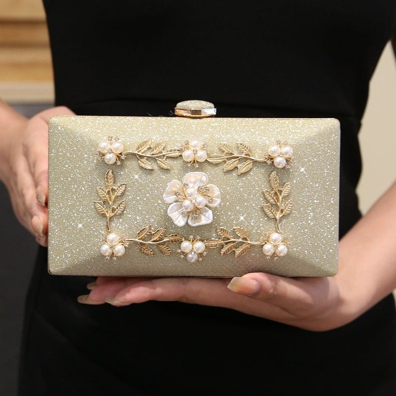 New Fine Shiny Imitation Pearl Shell Bag Square Clutch Fashion Chain Bag Clutch Bag Famous Yuan Bag - Image 2