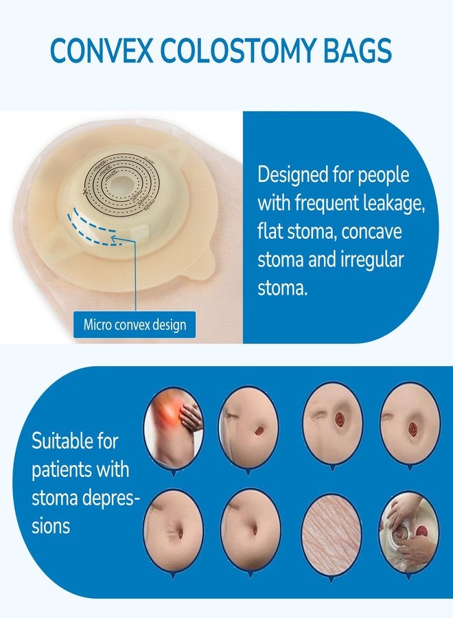 Heagimed 10 PCS Colostomy Bags, Ostomy Supplies, One-Piece Convex Ostomy Bags with a Waistband for Uneven Skin/Deep-Seated Areas Stoma, Cut-to-Fit, Max 45 mm - Image 3