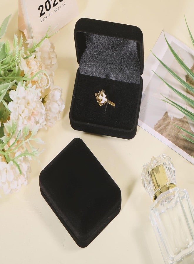 CHGCRAFT 2 Pcs Velvet Cufflink Tie Clip Box Black Flocking Storage Gift Box Jewelry Display Box for Engagement Birthday Anniversary, 2.99×2.4inch - Image 5