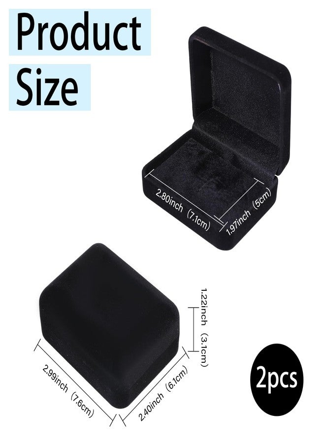 CHGCRAFT 2 Pcs Velvet Cufflink Tie Clip Box Black Flocking Storage Gift Box Jewelry Display Box for Engagement Birthday Anniversary, 2.99×2.4inch - Image 2