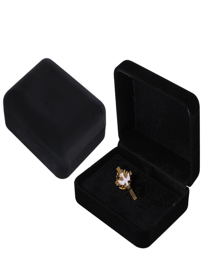 CHGCRAFT 2 Pcs Velvet Cufflink Tie Clip Box Black Flocking Storage Gift Box Jewelry Display Box for Engagement Birthday Anniversary, 2.99×2.4inch - Image 1