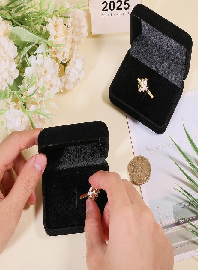 CHGCRAFT 2 Pcs Velvet Cufflink Tie Clip Box Black Flocking Storage Gift Box Jewelry Display Box for Engagement Birthday Anniversary, 2.99×2.4inch - Image 3