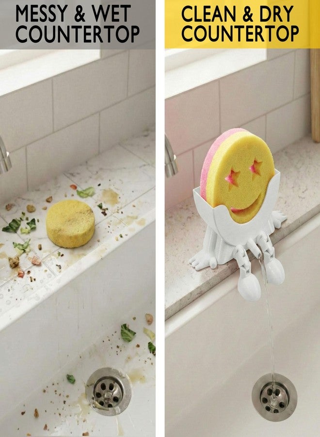 AUREHEN Cute Hanging Sponge Holder with Drainage & Legs, 3D Printed Funny Sink Stand for Round Sponges, Aesthetic Kitchen Sink Edge Organizer, Countertop Decor, Quick-Drying Storage Cleaning Gadget - Image 3