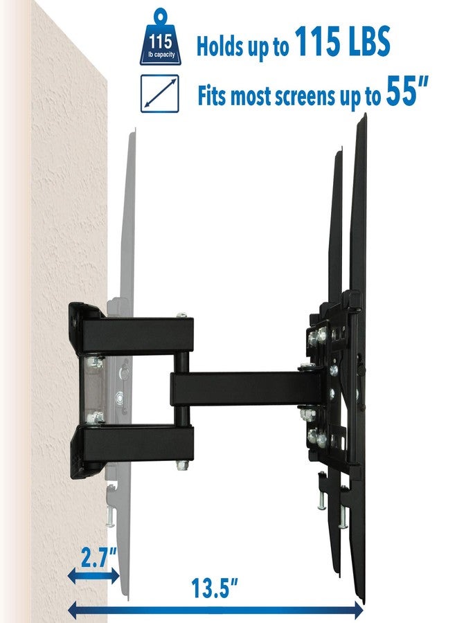 Mount-It! Full Motion TV Wall Mount | Stable Dual Arm Articulating Bracket for 32-55 Inch TVs | Swivel, Tilt & Extend | Universal VESA Wall Mount for Flat Screen, LED, LCD, OLED | 115 lbs Capacity - Image 5