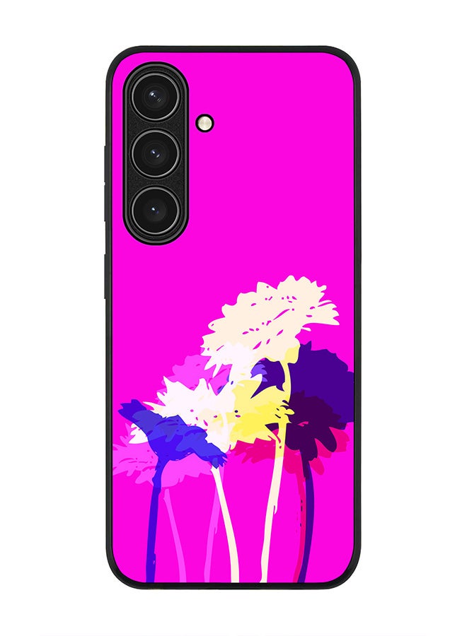 Stylizedd Rugged Black edge case for Samsung Galaxy S24 FE, Slim fit Soft Case Flexible Anti Drop TPU Gel Thin Cover -  Bleeding Flowers (Pink) - Image 1