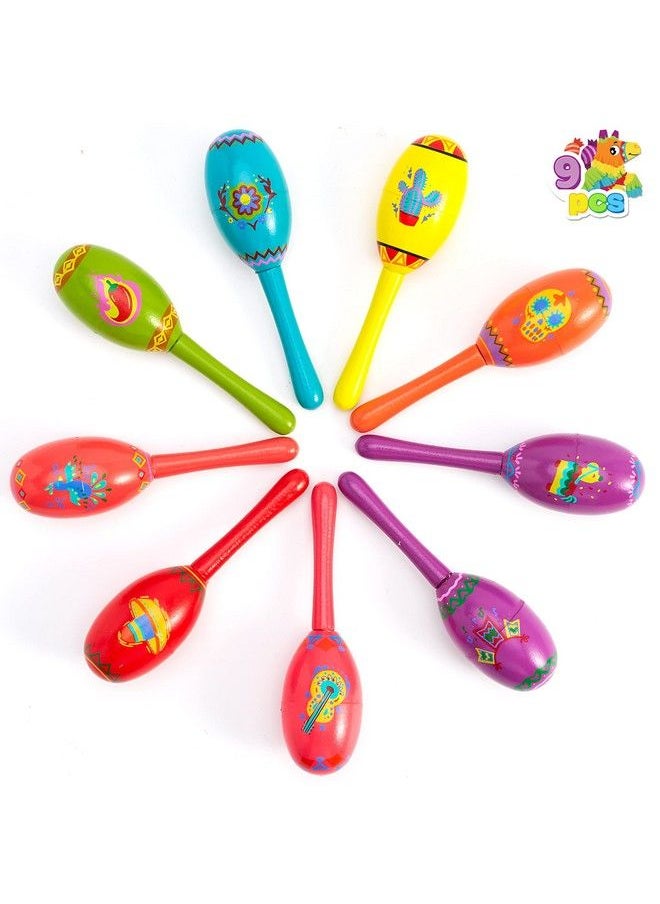 JOYIN 9 Pcs Fiesta Wooden Maracas For Cinco De Mayo Party Favors Musical Fun Carnivals Taco Tuesday Event Mexican Decorations Luau Photo Props  - Image 2