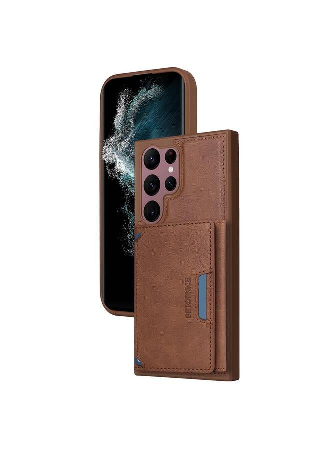 The Bros Case For Samsung Galaxy S22 Ultra 5G Horizontal Flip Detachable MagSafe Wallet Phone Case