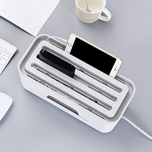 Xacton Cable Management Box - White | Wire Bin | Power Strip, Cords, Surge Protector Hiding Cover Organizer | Hide Loose Wire for Home Office Desk Desktop Floor & Keep Children and Pet Safe - Image 4