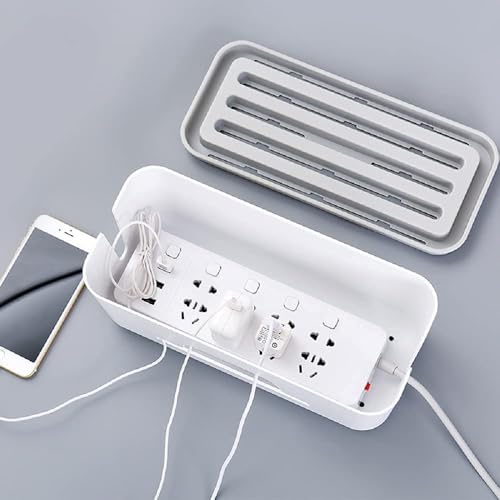 Xacton Cable Management Box - White | Wire Bin | Power Strip, Cords, Surge Protector Hiding Cover Organizer | Hide Loose Wire for Home Office Desk Desktop Floor & Keep Children and Pet Safe - Image 3