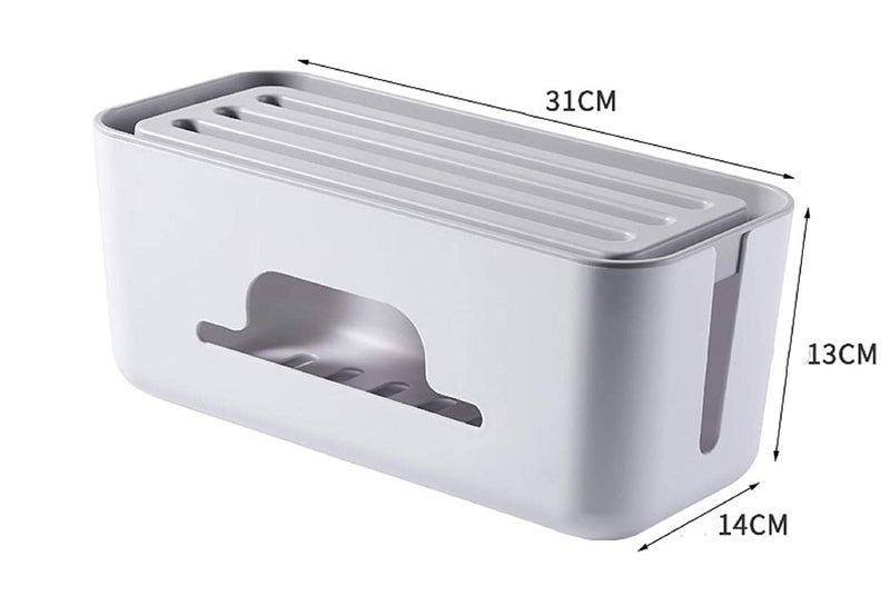 Xacton Cable Management Box - White | Wire Bin | Power Strip, Cords, Surge Protector Hiding Cover Organizer | Hide Loose Wire for Home Office Desk Desktop Floor & Keep Children and Pet Safe - Image 5
