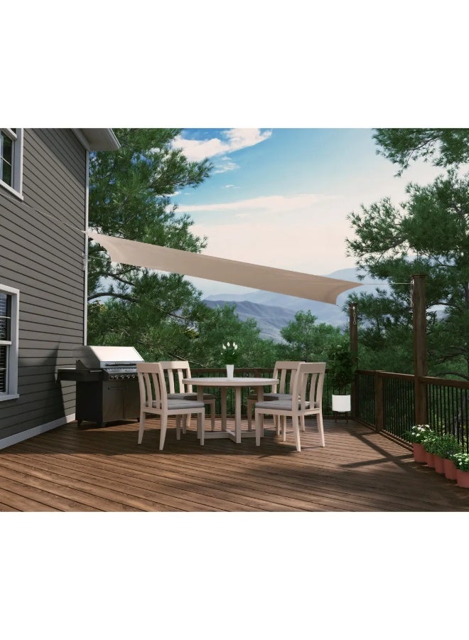 Coolaroo Portable Ready-To-Hang Rectangle Riverstone Colour Shade Sail With Ropes Against Uv Degradation 3.9X2.1M Size - Image 2