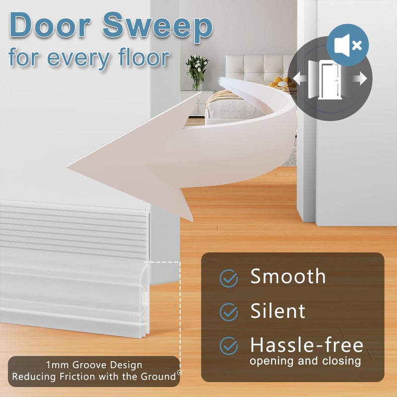 Beoguy Door Draft Stopper, Adjustable Door Sweep for Bottom of Door, Under Door Gap Filler for Exterior & Interior Doors, Weather Stripping Seal Blocks Noise and Cold Air (39Inch, Transparent) - Image 3