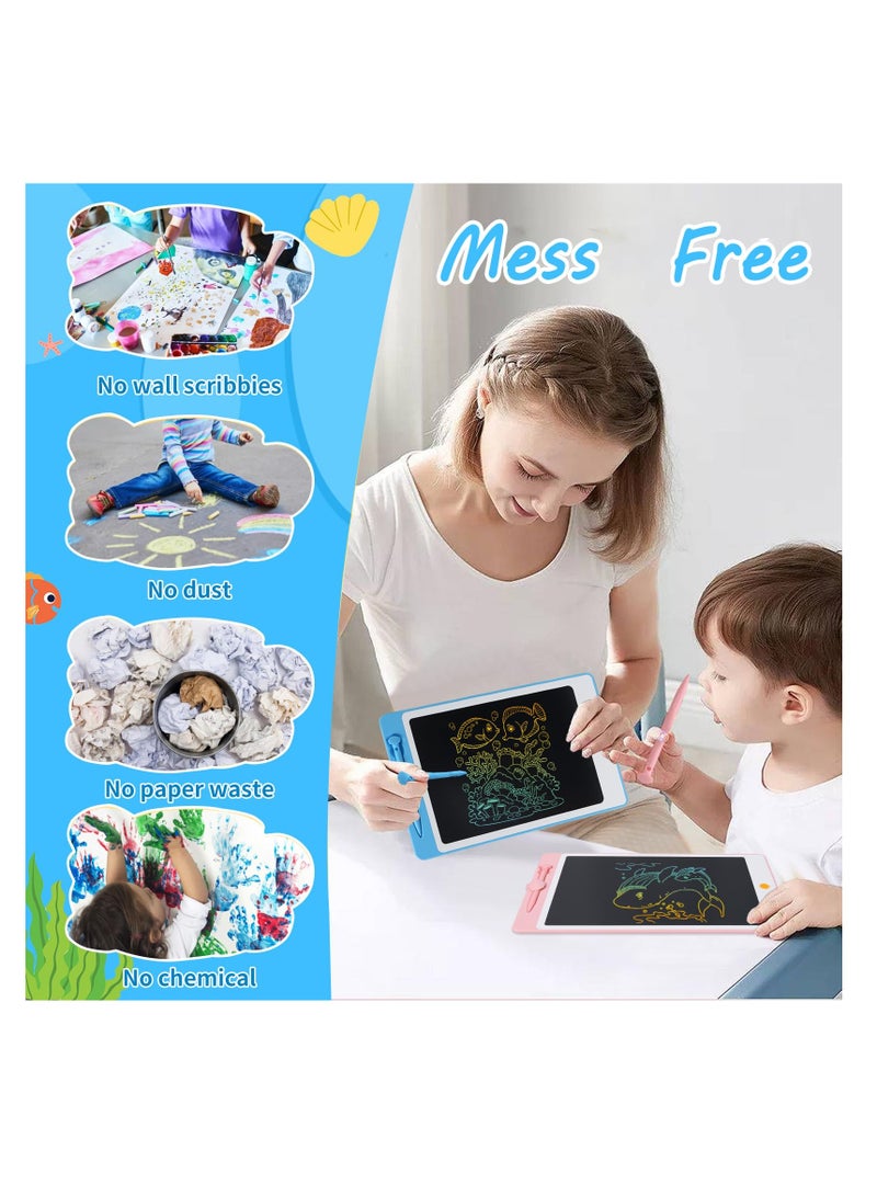 لوحة كتابة LCD، لوحة رسم محمولة بحجم 10 بوصات للصغار، لوحة كتابة قابلة لإعادة الاستخدام للأطفال، ألعاب تعليمية هدايا للبنات والأولاد من عمر 3 إلى 8 سنوات (زرقاء، 10 بوصات) - Image 3