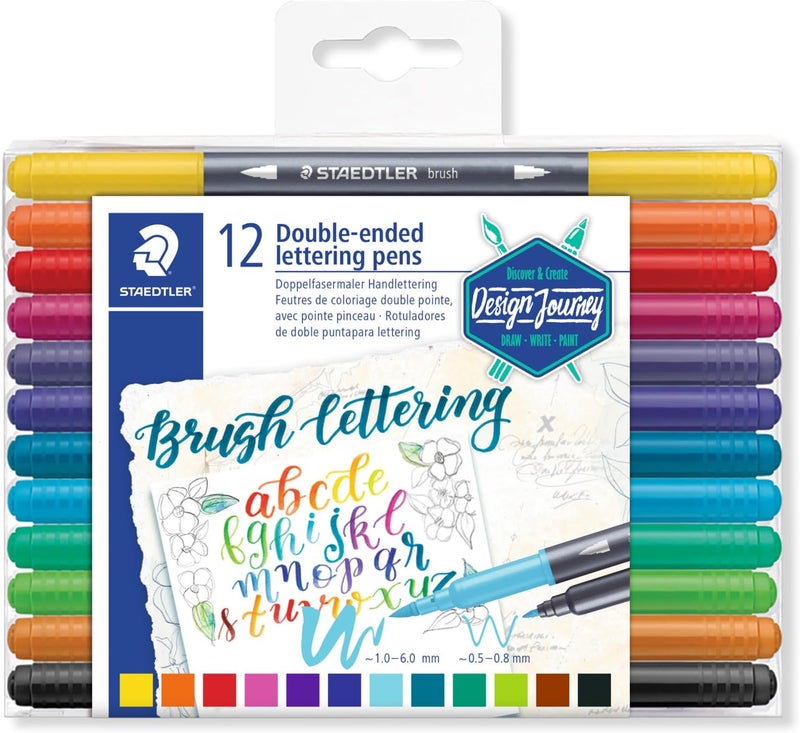 STAEDTLER Design Journey Double-Ended Lettering Pens - 12 Assorted Colors - Image 1