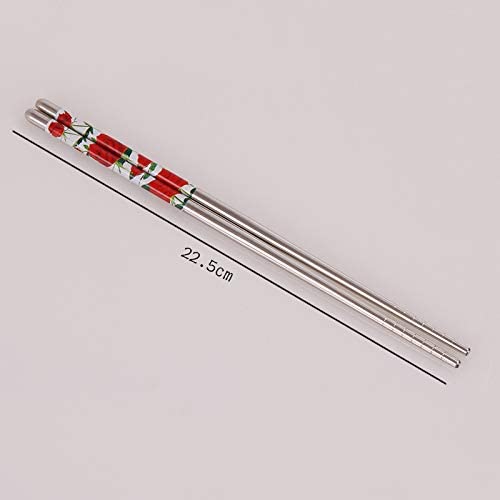 Aimers Chopsticks 5 Pair Reusable Metal Chopstick Round Chop Stick Stainless Steel Non Slip Grip Easy to Use Chopsteak for Noodels Sushi Thai Foods at Dinner for Home Hotels Restaurant 2 Pair Silver - Image 4